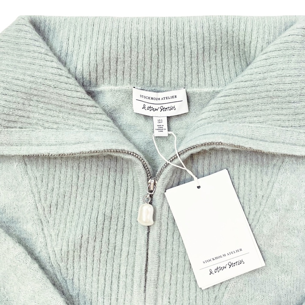 NWT & Other Stories Wool Fuzzy Zip Collar Knit Top Sweater - Picture 6 of 9